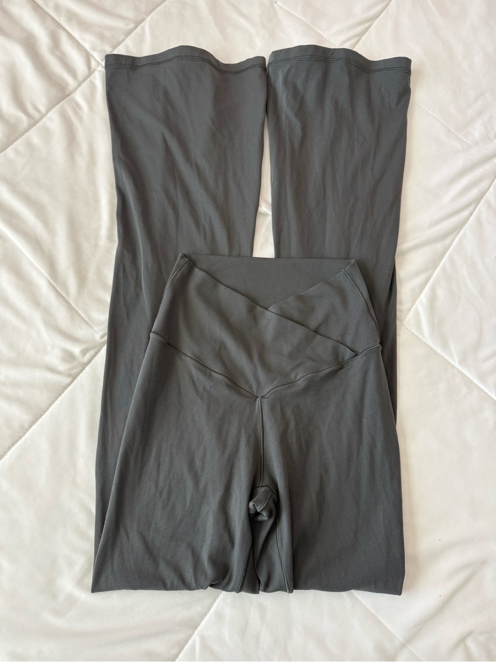 Aerie Dark Gray High-Rise Flare Leggings with Crossover Waistband